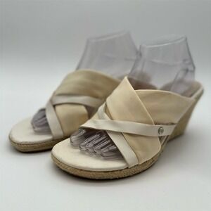 Dana‎ Buchman Women's Ivory Stretch Wedge Sandals Size 8 Casual Summer